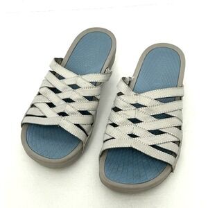 Baretraps Beverly Sandals 8.5 M Slide Wedge Heel Gray/Blue Strappy Slip On